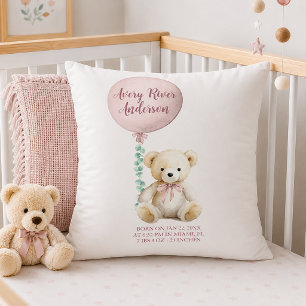 Roze teddybeer geboorte statistieken baby kussen