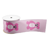 Roze Teddybeer gepersonaliseerd Baby shower Satijnen Lint (Spoel)