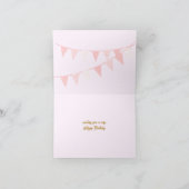 Roze teddybeer gouden kroon gelukkige verjaardag bedankkaart (Binnen)