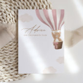 Roze Teddybeer Hete Luchtballon Baby shower Advies Kaart