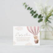 Roze Teddybeer Hete Luchtballon Display Douche Informatiekaartje (Staand voorkant)
