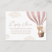 Roze Teddybeer Hete Luchtballon Display Douche Informatiekaartje (Voorkant)