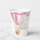 Roze teddybeer heteluchtballon papieren bekers (Voorkant)