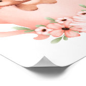 Roze teddybeer in een beker met bloemen poster (Hoek)