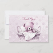 Roze Teddybeer in mand Dank je kaart (Voorkant)