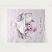 Roze Teddybeer in mandachtergrond Wandkleed (Voorkant (horizontaal))