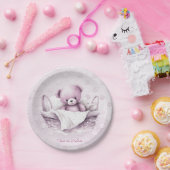 Roze Teddybeer in mandje papier Bord (Feest)