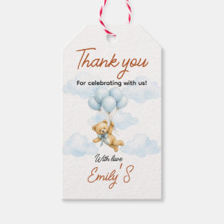 Roze Teddybeer Jongens Baby Shower Cadeaulabel