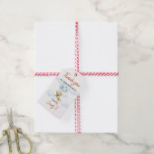 Roze Teddybeer Jongens Baby Shower Cadeaulabel (Met Touw)