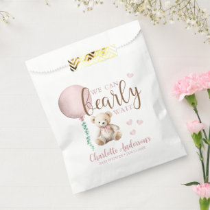 Roze teddybeer kan nauwelijks wachten Baby shower Bedankzakje