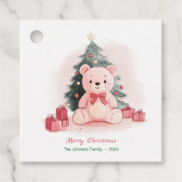Roze teddybeer Kerstmis Bedankjes Labels