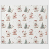 Roze teddybeer Kerstmis  Cadeaupapier (Vlak)