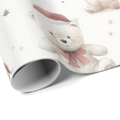 Roze teddybeer Kerstmis  Cadeaupapier (Rol Hoek)