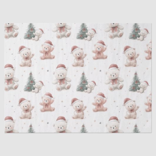 Roze teddybeer Kerstmis Tissuepapier (Voorkant)