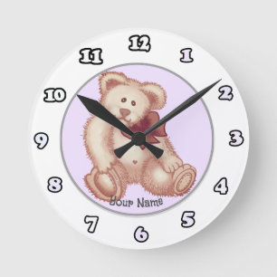 Roze teddybeer klok
