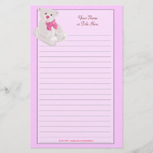Roze teddybeer Lijngebak Briefpapier