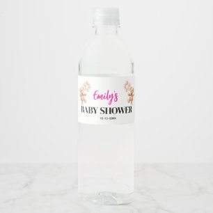 Roze Teddybeer Meisje Baby Shower Waterfles Etiket