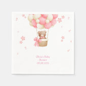 Roze teddybeer meisje babyshower servetten (Voorkant)