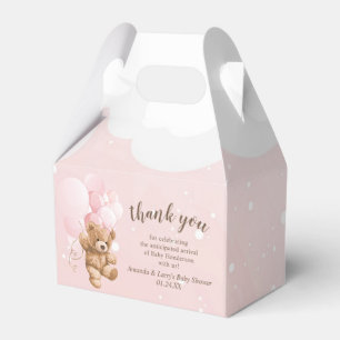 Roze teddybeer met ballonnen favorieten doos bedankdoosjes