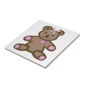 Roze teddybeer met liefdeshart tegeltje (Zijkant)
