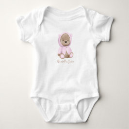 Roze teddybeer met naam op maat romper