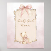 Roze Teddybeer Nursery Naam Poster (Voorkant)