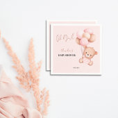 Roze Teddybeer Oh Girl Balloon Baby shower Party Servet