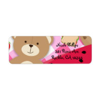 Roze Teddybeer Picknick Verjaardagsfeest Uitnodigi