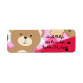 Roze Teddybeer Picknick Verjaardagsfeestuitnodigin Etiket (Voorkant)
