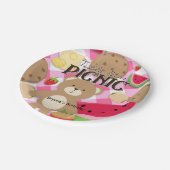 Roze Teddybeer Picnic Zomer Verjaardagsfeest Papieren Bordje (Gekanteld)