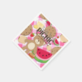 Roze Teddybeer Picnic Zomer Verjaardagsfeest Servet (Hoek)