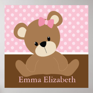 Roze teddybeer poster