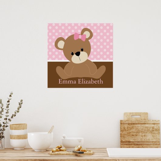 Roze teddybeer poster (Keuken)