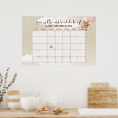 Roze Teddybeer Raad De Verwachte Datum Kalender Poster (Keuken)