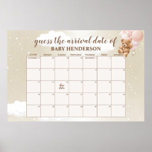 Roze Teddybeer Raad De Verwachte Datum Kalender Poster
