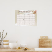 Roze Teddybeer Raad De Verwachte Datum Kalender Poster (Keuken)