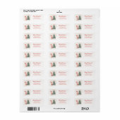 Roze teddybeer Retro Kerstmis Etiket (Full Sheet)