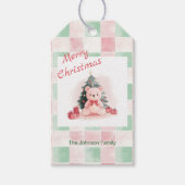 Roze teddybeer Schattigee kerst Cadeaulabel (Voorkant)