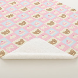 Roze Teddybeer Sherpa Babydeken voor Meisjes Deken