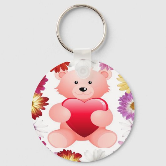 Roze teddybeer sleutelhanger (Voorkant)