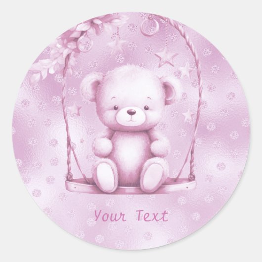 Roze Teddybeer Sticker (Voorkant)