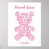 Roze Teddybeer Typografie Baby Poster (Voorkant)