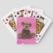Roze teddybeer van het  Waterverf Kind Pokerkaarten (Achterkant)