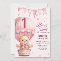 Roze Teddybeer Verjaardag Ballon Baby Meisje