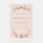 Roze Teddybeer Welkom Bord (Voorkant)