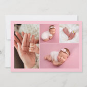 Roze teddybeer Welkom in de wereld Baby Girl Aankondiging (Achterkant)