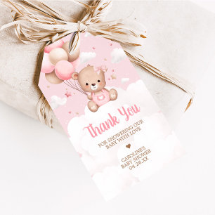 Roze teddybeer wolken Baby shower gunst Tags Cadeaulabel