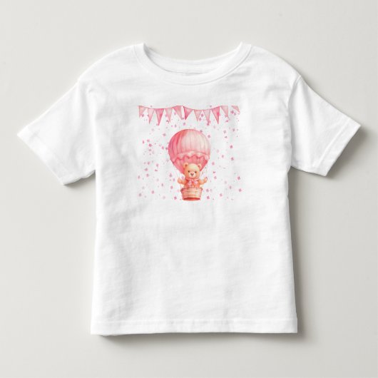 Roze teddybeerballonnen kinder shirts (Voorkant)