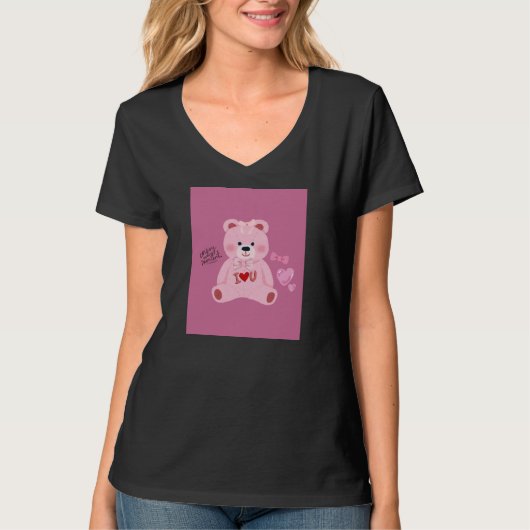 Roze teddybeerontwerpen t-shirt (Voorkant)