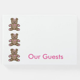 Roze teddyberen rand gastenboek